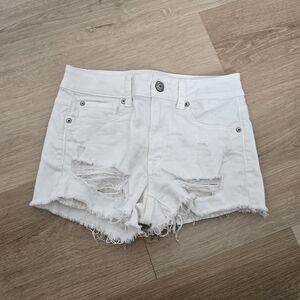 American Eagle White Denim‎ Shorties Shorts Size 4